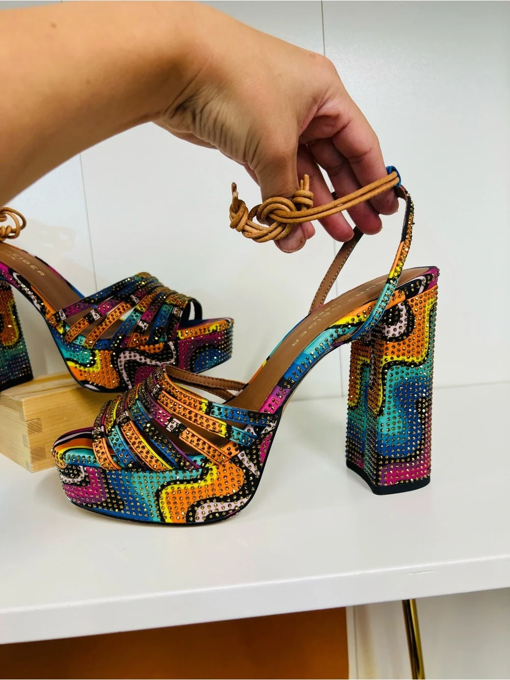 🔥🔥 Kurt Geiger Multicolor Platform Block Heel Sandals - Women size 36.5